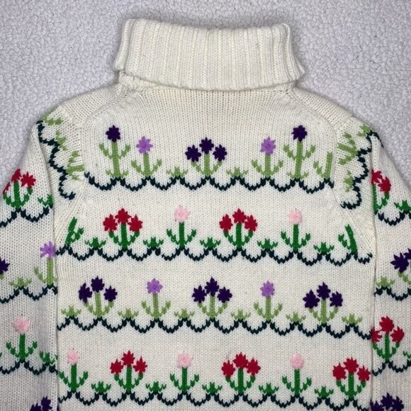 Fully Fashioned Hand Embroidered Floral Turtleneck Sweater: Size Medium - Picture 4 of 8